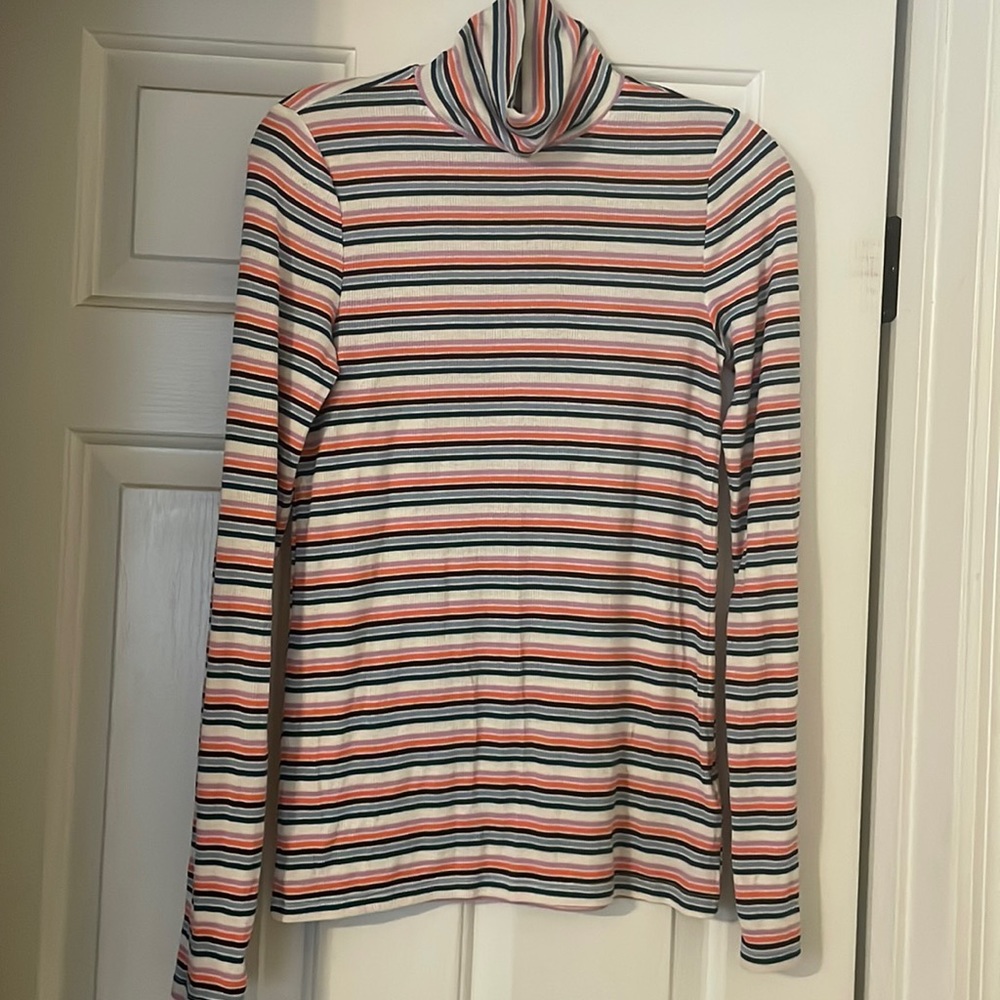 Womens robbed multi color turtle neck